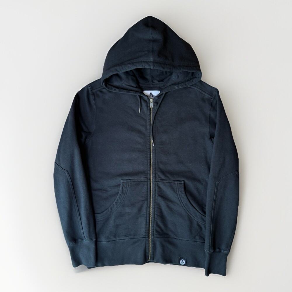 American Giant Hoody L Black Full Zip Hooded Fleece Jacket Workwear Made in USA
